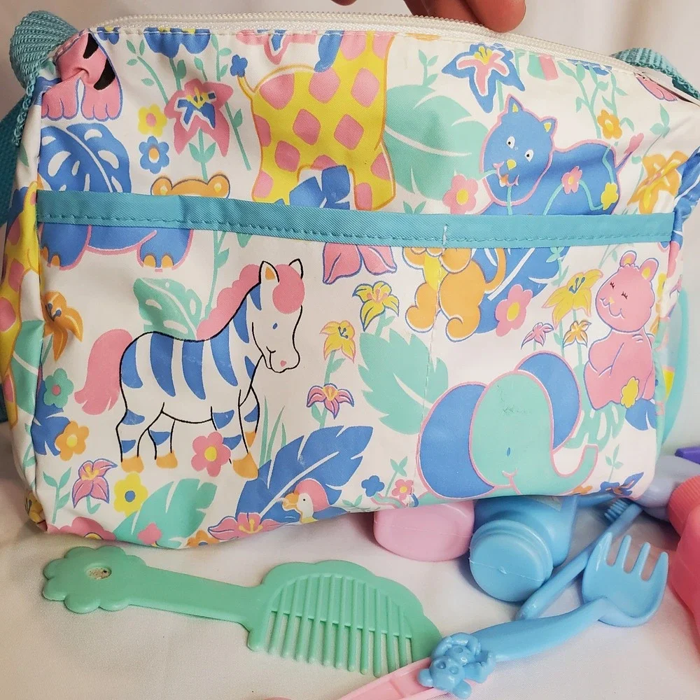 Vintage Diaper Bottle Baby Play Pastel Animals Jungle And Accessories Small 8 in